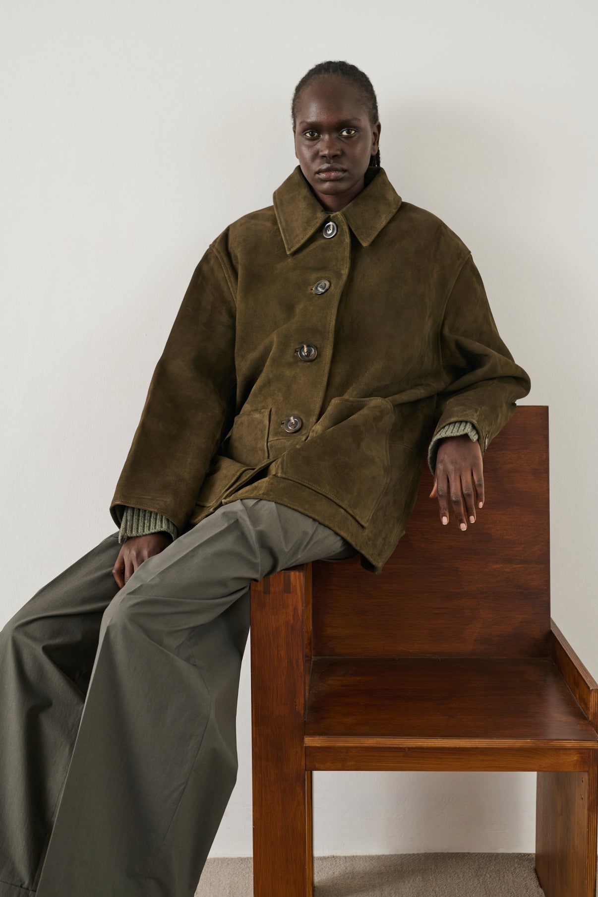 Veste Vincenzo - Kaki Foncé - Cuir - Femme vue 4