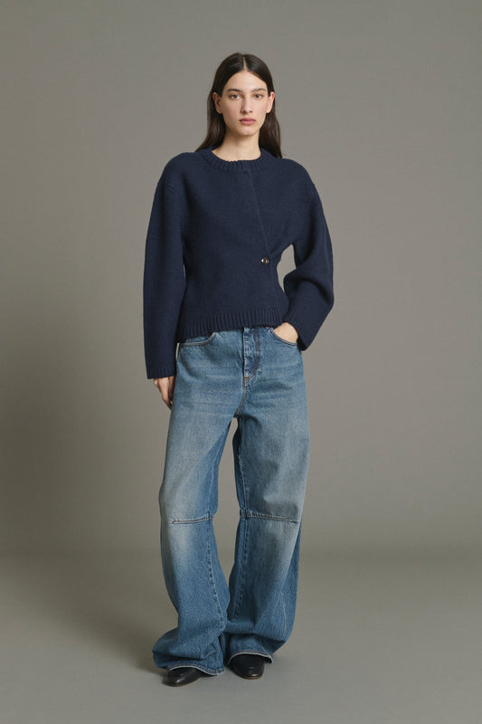 Cardigan Galileo - Navy - Laine Mérinos - Femme