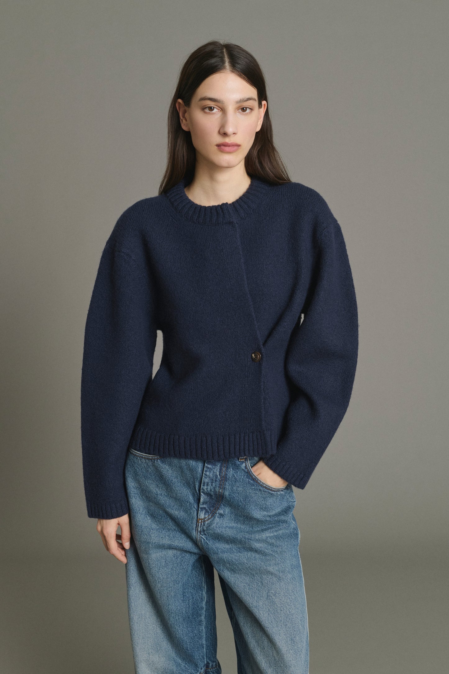 Cardigan Galileo - Navy - Laine Mérinos - Femme