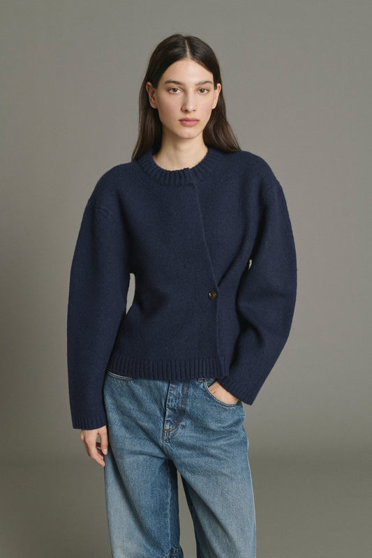 Cardigan Galileo - Navy - Laine Mérinos - Femme