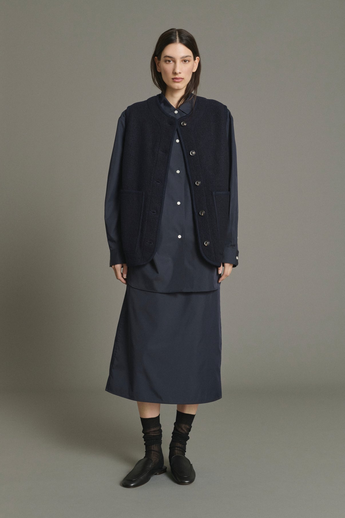 Veste Chicago - Navy Laine Bouillie Femme - Soeur vue 1