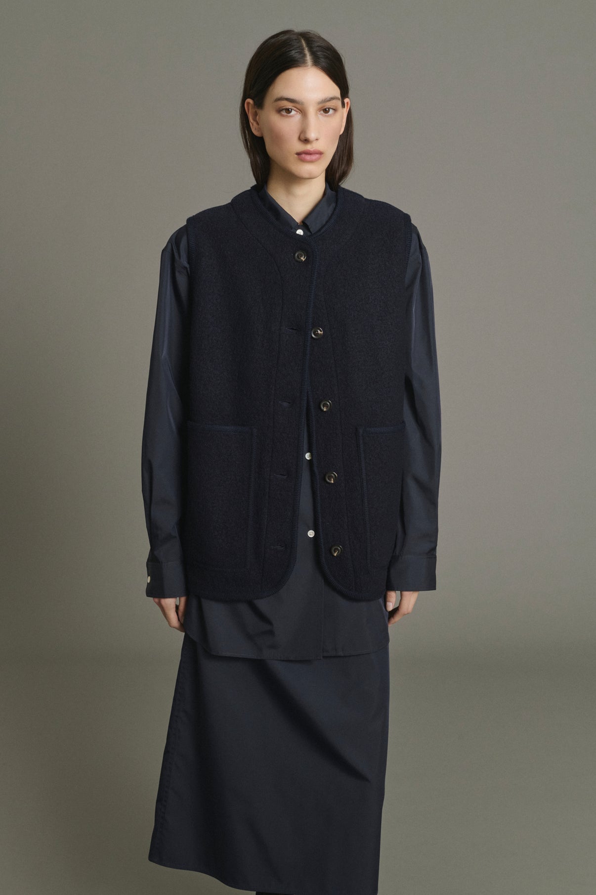 Veste Chicago - Navy Laine Bouillie Femme - Soeur vue 3