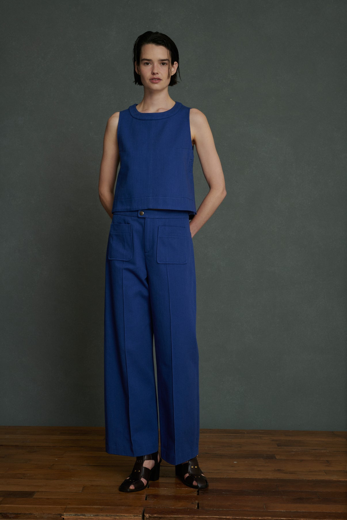 Pantalon Harry - Bleu Cyclade - Coton - Femme vue 1