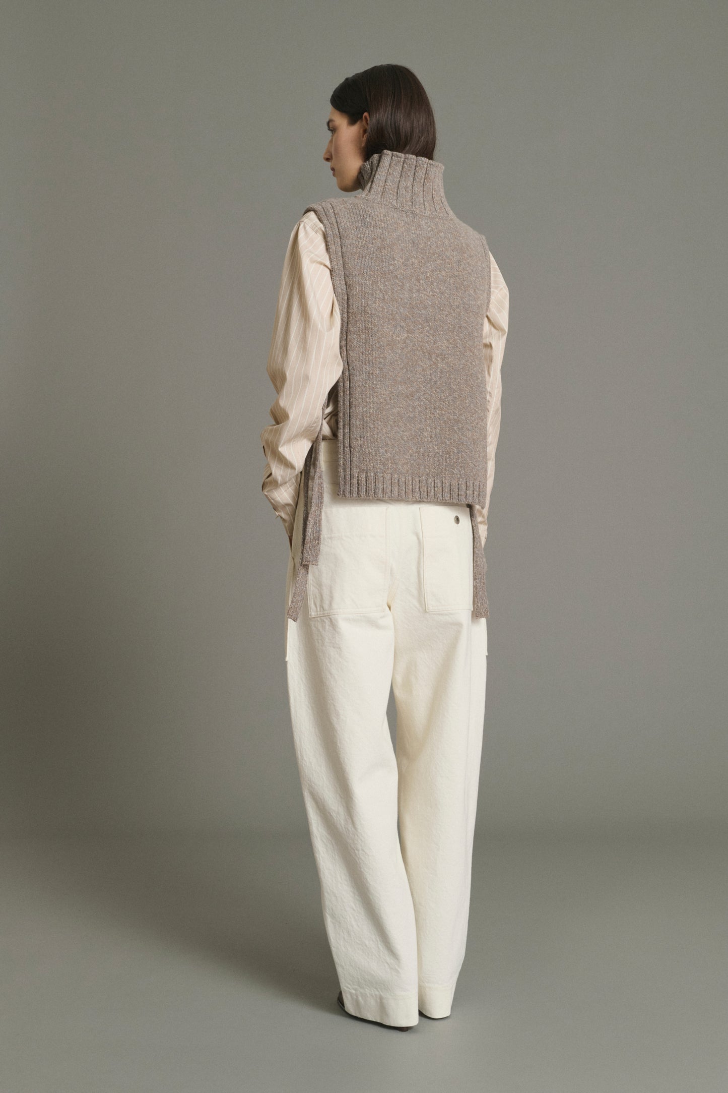Pull Or - Beige/Gris - Laine - Femme