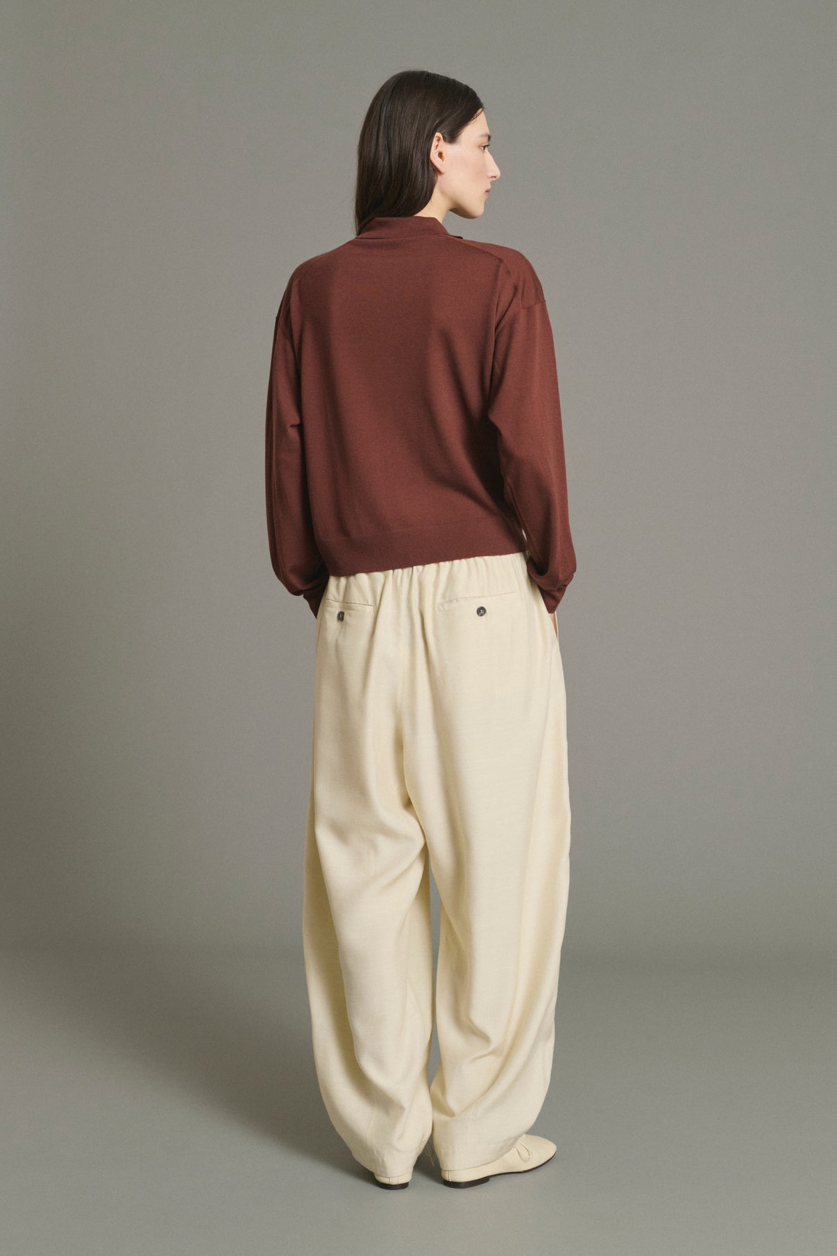 Pull Fleming - Acajou - Laine Mérinos - Femme vue 2