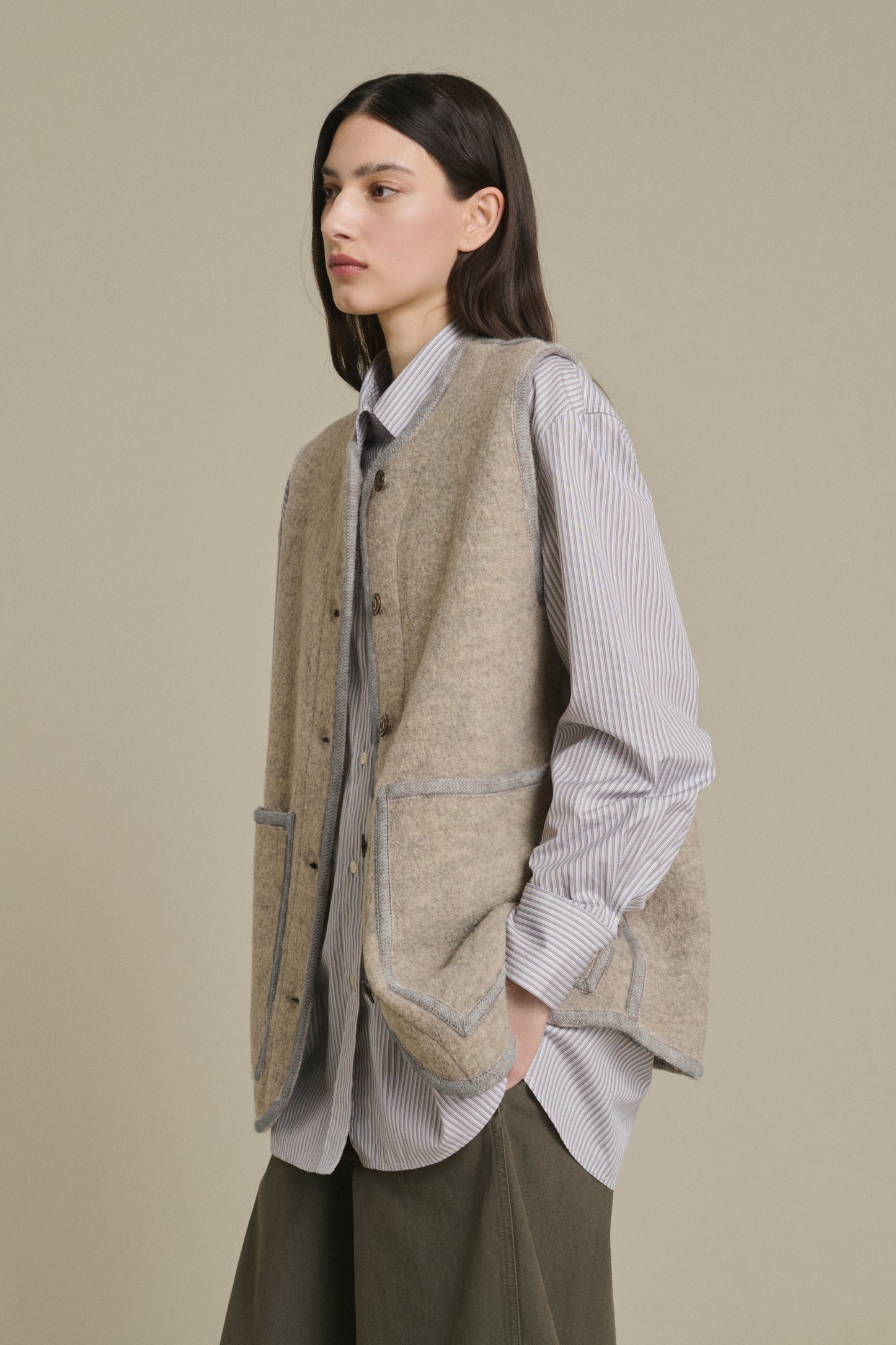 Veste Chicago - Beige/Gris - Laine - Femme