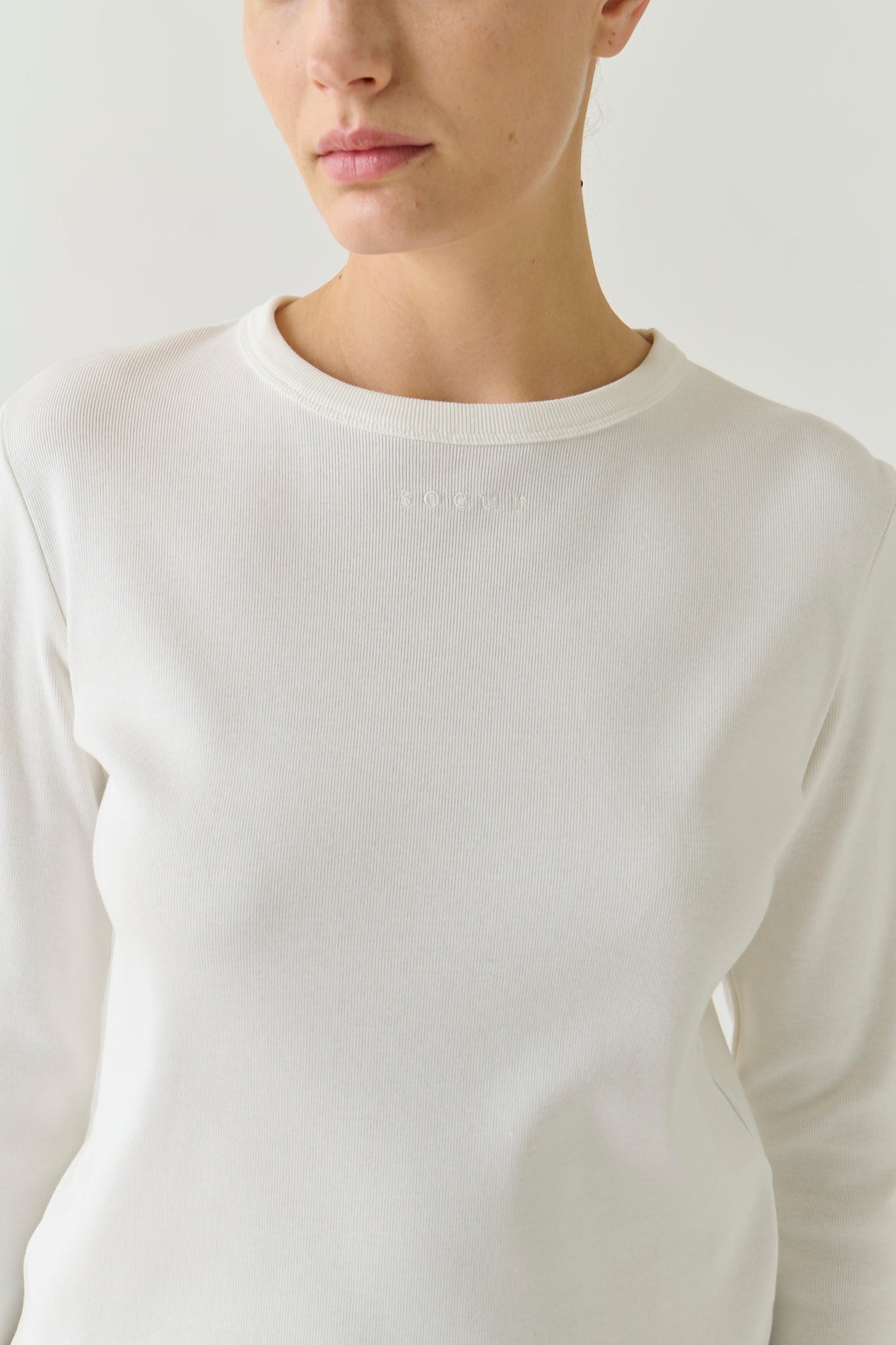 T-Shirt Flavie - Blanc Coton Bio Manches Longues - Soeur vue 4