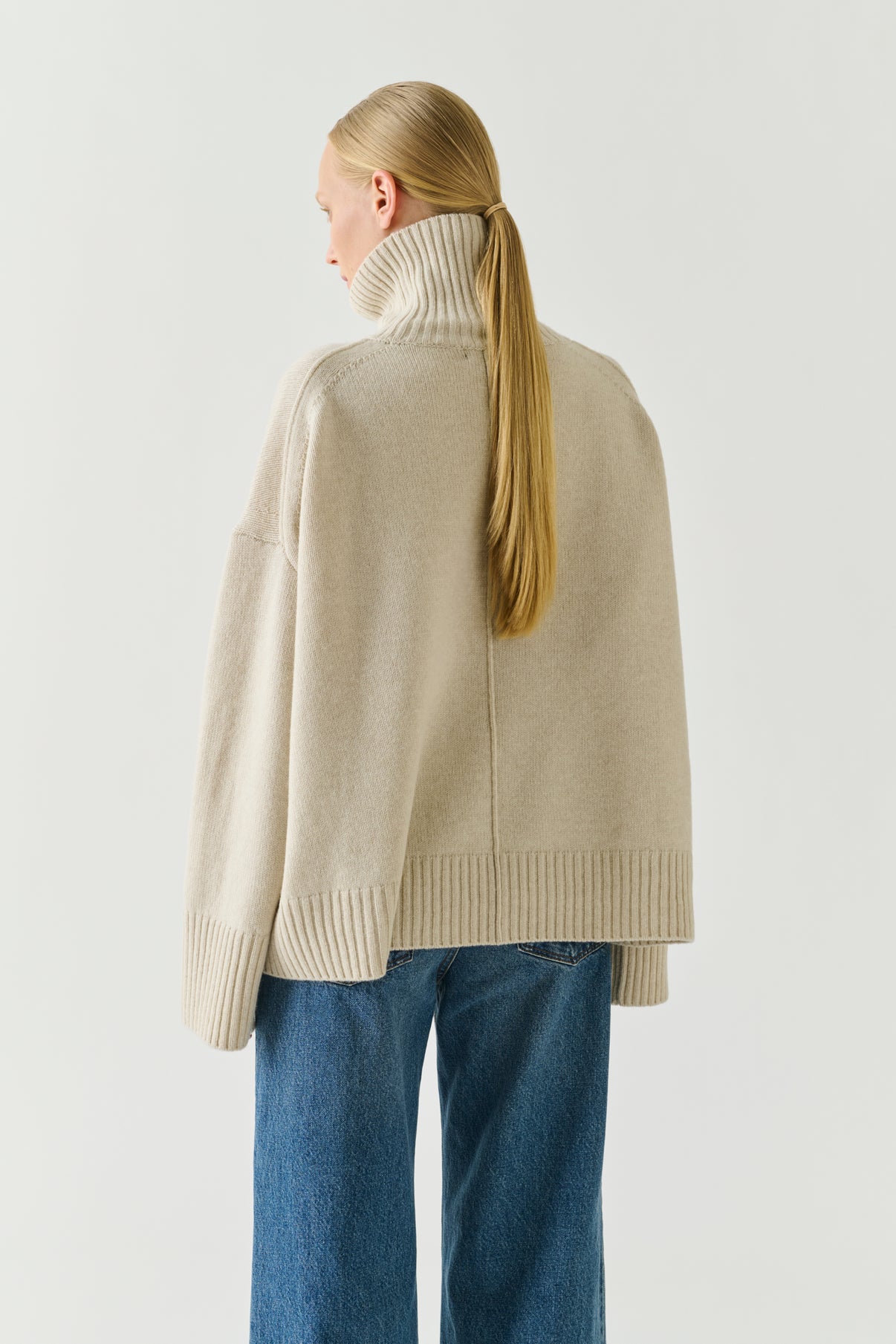Pull William - Écru Chiné Laine Mérinos Col Montant - Soeur vue 2