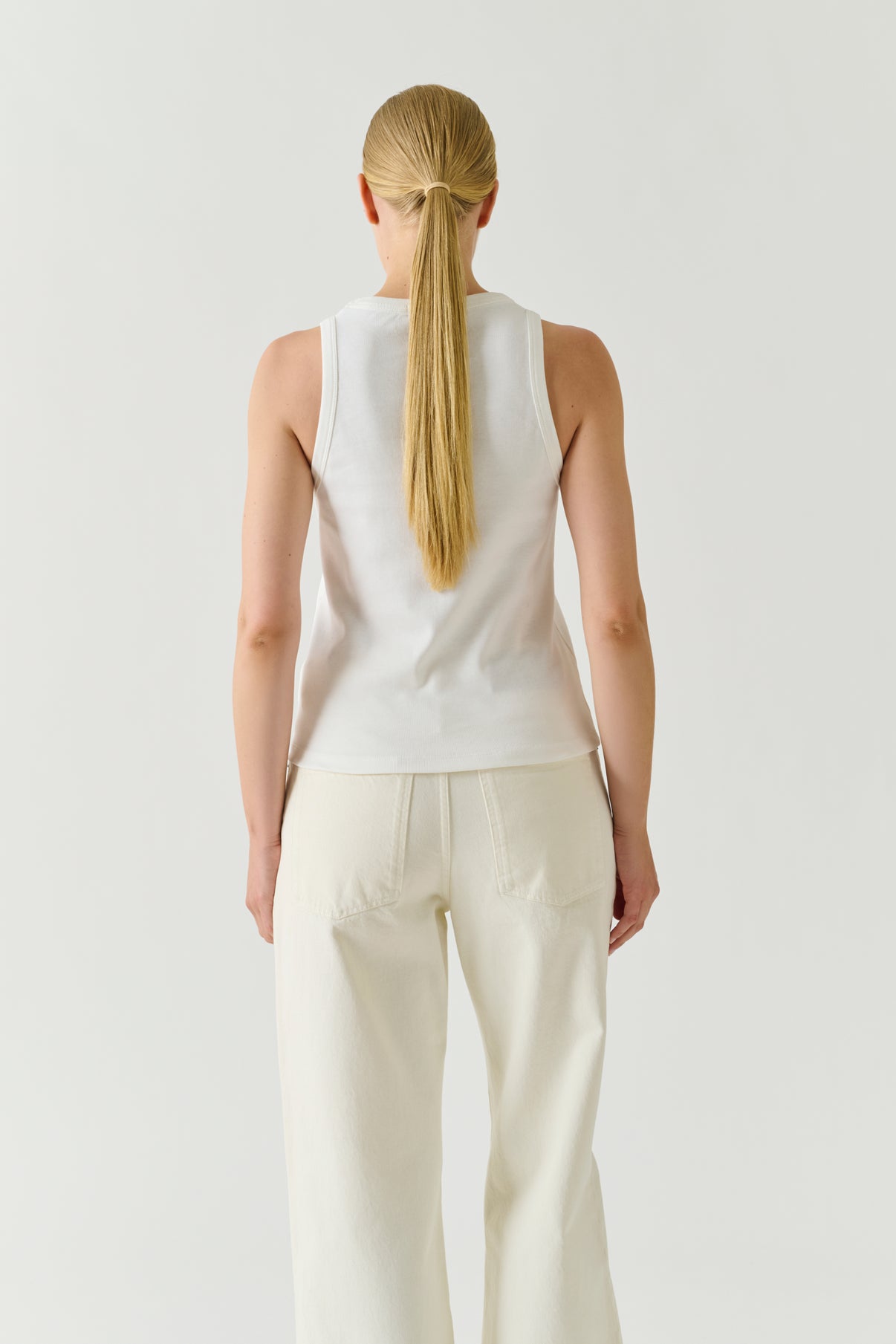 Débardeur Dolly - Blanc Coton Côtes Fines Femme - Soeur vue 3