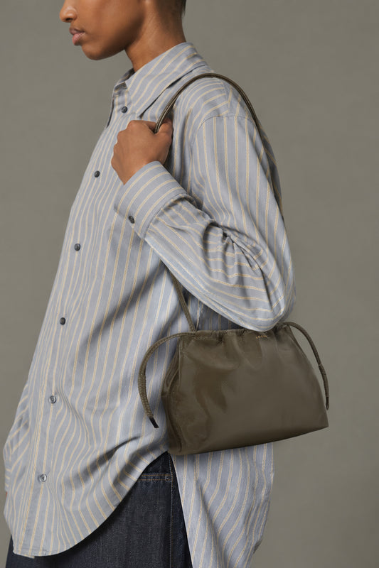 Sac Suzette - Kaki Cuir Verni Froncé - Soeur